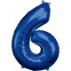 Folienballon XL Zahl 6 Blau Partydeko Geburtstag