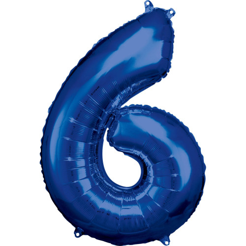 Folienballon XL Zahl 6 Blau Partydeko Geburtstag