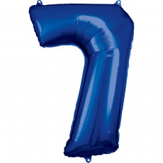 Folienballon XL Zahl 7 Blau Partydeko Geburtstag