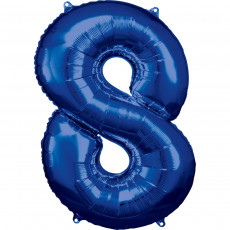 Folienballon XL Zahl 8 Blau Partydeko Geburtstag