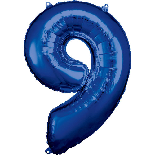 Folienballon XL Zahl 9 Blau Partydeko Geburtstag