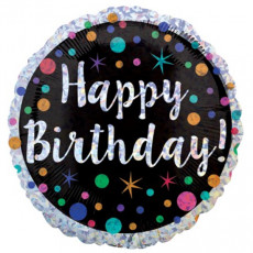Folienballon Happy Birthday buntes Konfetti Partydeko Ballon Geburtstag
