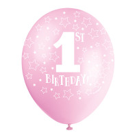 Luftballon 1. Geburtstag Rosa 5 Stück Partydeko Kindergeburtstag