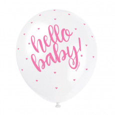 Luftballons Hello Baby Rosa Girl Partydeko Babyparty Babyshower Geburt Ballon