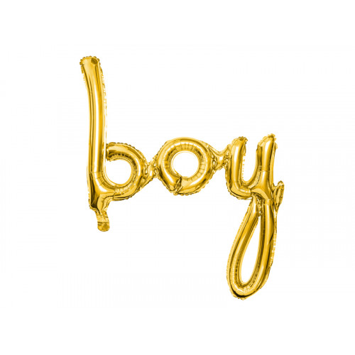 Folienballon Boy Schriftzug Gold zur Babyparty Partydeko