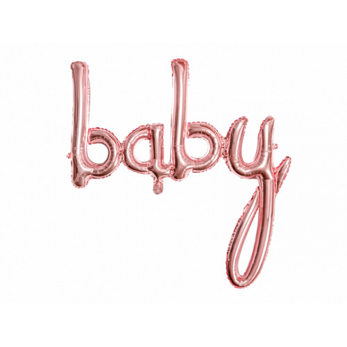 Folienballon Baby Schriftzug Roségold zur Babyparty Partydeko