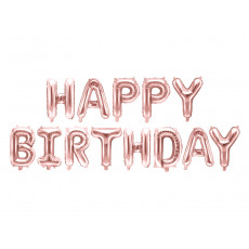 Folienballon Happy Birthday Schriftzug Roségold Partydeko