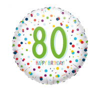 Folienballon Zahlenballon Konfetti Zahl 80 Partdeko Geburtstag