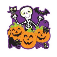 Halloween Partydeko Cutout Kürbis und Skelett Wanddeko