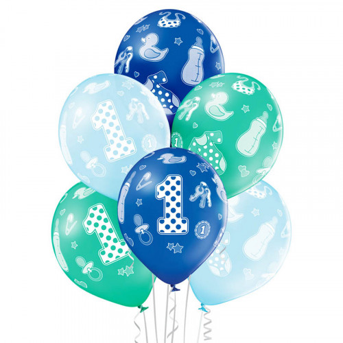 Luftballon 1. Geburtstag Blau 6 Stück Partydeko Kindergeburtstag
