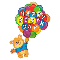 Folienballon Happy Birthday Teddy mit Ballon Partydeko Ballon Geburtstag