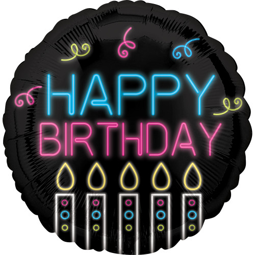 Folienballon Happy Birthday Neon Art. 41787 Partydeko Geburtstag Ballon