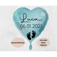 Folienballon zur Geburt mit Wunschname und Datum personalisiert Babyparty Deko