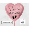 Folienballon zur Geburt mit Wunschname und Datum personalisiert Babyparty Deko