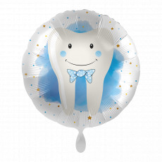 Folienballon Mr. Tooth Ballon zum Ersten Zahn in Blau