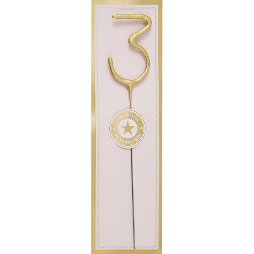 Wunderkerzen Zahl 3 Gold Wondercandle Partydeko