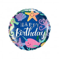Folienballon Happy Birthday Meerestiere Partydeko Ballon Geburtstag Bunt