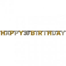 Banner Happy Birthday Gold Zahl 30 Sparkling 