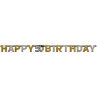 Banner Happy Birthday Gold Zahl 50 Sparkling 