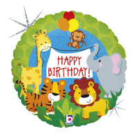 Folienballon Happy Birthday Dschungel Tiere Partydeko Ballon