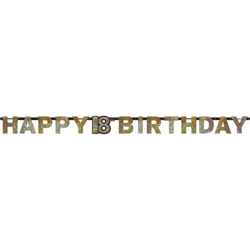 Banner Happy Birthday Gold Zahl 18 Sparkling 