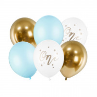 Luftballon 1. Geburtstag Blau / Gold Partydeko Kindergeburtstag