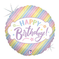 Folienballon Happy Birthday Pastell Glitter Partydeko Ballon Geburtstag