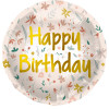 Folienballon Happy Birthday Blumen Partydeko Geburtstag