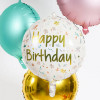 Folienballon Happy Birthday Blumen Partydeko Geburtstag