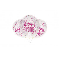 Luftballon Konfetti Happy Birthday Pink Partydeko Geburtstag
