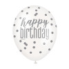 Luftballon Konfetti Happy Birthday Pink / LIla / Weiss Partydeko Geburtstag