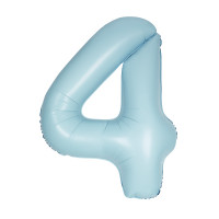 Folienballon XL Zahl 4 Hellblau Partydeko Geburtstag Ballon