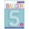 Folienballon XL Zahl 5 Hellblau Partydeko Geburtstag Ballon