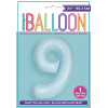 Folienballon XL Zahl 9 Hellblau Partydeko Geburtstag Ballon