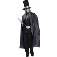 Halloween Kostüm Cape Umhang mit Kragen 130cm Schwarz