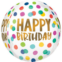 Folienballon Happy Birthday Orbz Art. 41105 Partydeko Ballon Geburtstag
