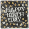 Servietten Happy Birthday Glossy Black Partydeko Geburtstag