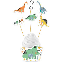 Dino Dinosaurier Cupcake Deko-Set Partydeko Kindergeburtstag