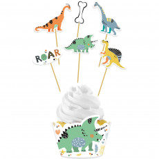Dino Dinosaurier Cupcake Deko-Set Partydeko Kindergeburtstag