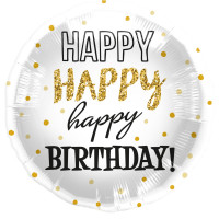 Folienballon Happy Birthday Gold Dots Partydeko Geburtstag