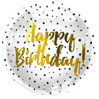 Folienballon Happy Birthday Schwarz Dots Partydeko Geburtstag