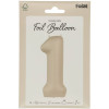 Folienballon XL Zahl 1 Beige Creme Partydeko Geburtstag