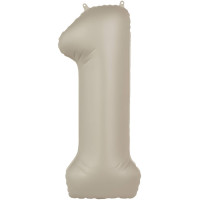 Folienballon XL Zahl 1 Beige Creme Partydeko Geburtstag