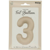 Folienballon XL Zahl 3 Beige Creme Partydeko Geburtstag