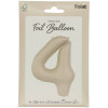 Folienballon XL Zahl 4 Beige Creme Partydeko Geburtstag