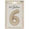 Folienballon XL Zahl 6 Beige Creme Partydeko Geburtstag