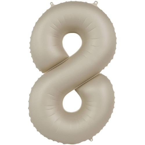 Folienballon XL Zahl 8 Beige Creme Partydeko Geburtstag